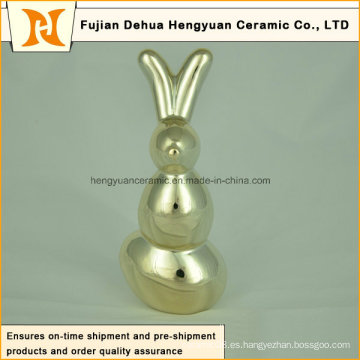 Estatuilla De Cerámica De Pascua De Regalo De Porcelana Escultura De Decoración Del Hogar Conejo De Forma